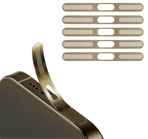 BelleVive 5-Pack Dustproof Mesh Stickers for iPhone 16 Pro/16 Pro Max, Integrated Protection for Speaker and Charging Port, Earpiece Speaker Mesh, Natural Titanium