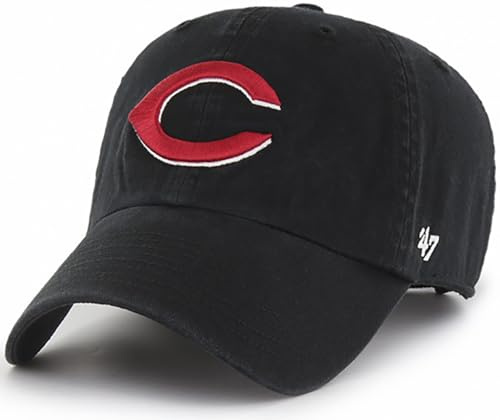 47 Brand MLB Alternate Color Primary Logo Clean Up Adjustable Baseball Cap Hat, Adult One Size Fits All, Cincinnati Reds, One size