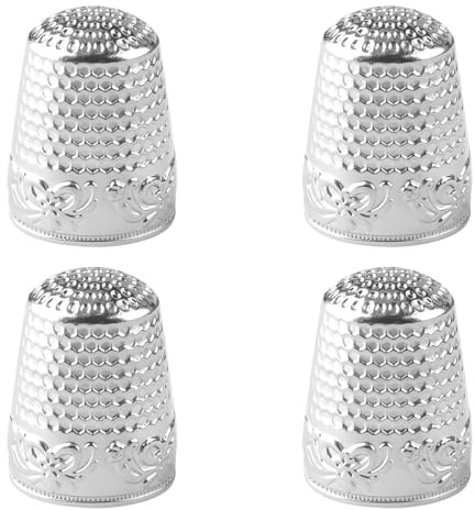 Lotsdonxia 4-Piece Metal Copper Thimbles Set – Durable Finger Protectors for Sewing, Knitting, Quilting & Embroidery | Rust-Resistant, Adjustable Fit Hand Sewing Tools (Silver)