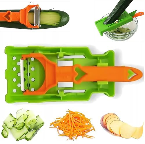 Juego de utensilios de cocina multifuncionales, Pelador de verduras, pelador multifuncional, cortador 2 en 1 y juego de juliana para patata, naranja, limón, pelador doble con exprimidor de limón