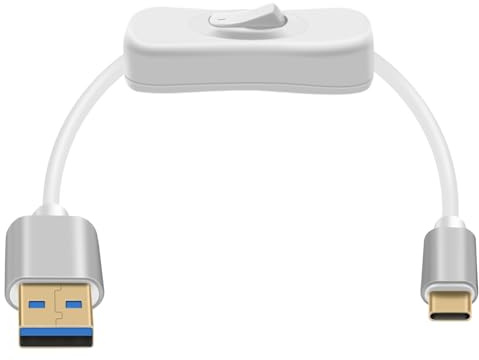HuaLiSiJi USB A USB C 3.0 Kabel mit Schalter Typ C Kabel Datenkabel und Ladekabel Vergoldeter Stecker, Gehäuse aus Aluminium für Kamera, Handy Typ C (Weiß, 0.6 m)