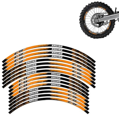 SHQXD Adesivo Serbatoio Striscia Riflettente per Mozzo Moto per Honda CRF 450 CRF 250 L 300L 450X 450R 250R 250F 150L 230 Adesivi per Cerchi da 21 Pollici E 19 Pollici(Orange)