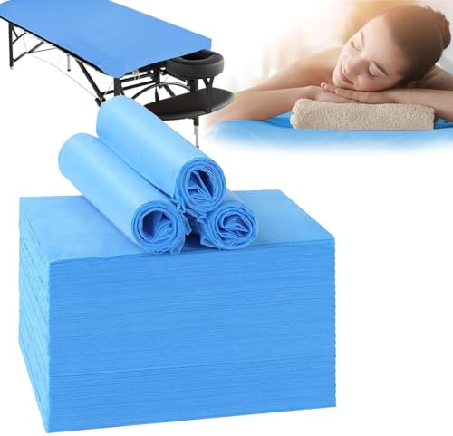 Jvnhent 100 Stück Einweg Spannlaken für Massageliegen,Abdeckung für Massagebetten, Einweg Bettlaken,Einweg Massagetisch Bettlaken für Schönheitssalon,Spa,Massage,Hotels,180 x 80 cm (Blau)