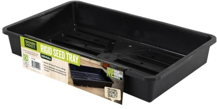 Growers Choice Pacl of 2 Gravel Seed Trays Without Holes, Black, 23 x 23 x 5 cm, Stackable, Professional Propagation