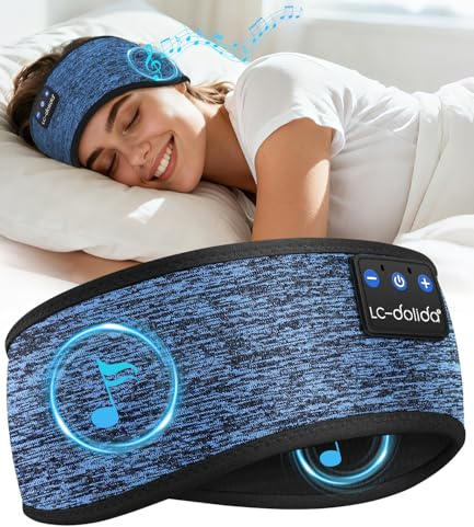 LC-dolida Sleep Headphones Headband,Soft Sleeping Headphones Bluetooth Headband with Earphones Wireless Soft Music Headband Earphones for Men Women Teens Yoga Workout Fitness Relax Travel