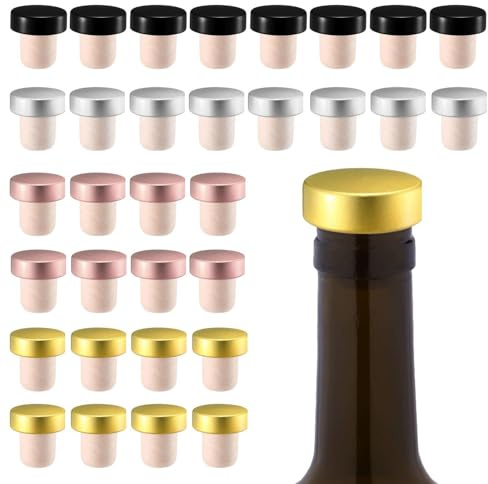 OODJVN 32 Pieces Of T-Shaped Wooden Bottle Stoppers, Wine Cork Caps, Environmentally Friendly And Reusable, Suitable For Beer, Champagne, And Red Wine.