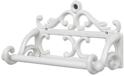 Pitycbo Porta Rotolo Carta Igienica Da Parete Vintage in Ferro Organizer Porta Rotolo Accessorio Bagno Decorativo Facile Installazione Adatto per Bagno Cucina, Bianco
