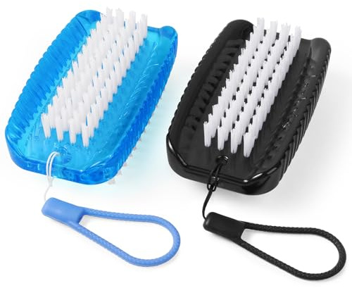 Nail Brush for Cleaning Fingernails, Larbois 2 Pack Two-Sided Extra-Wide Fingernail Brush for Cleaning Stiff Bristles Nail Scrubber Brush Mechanic Hand Scrub Brush with Hanging Rope