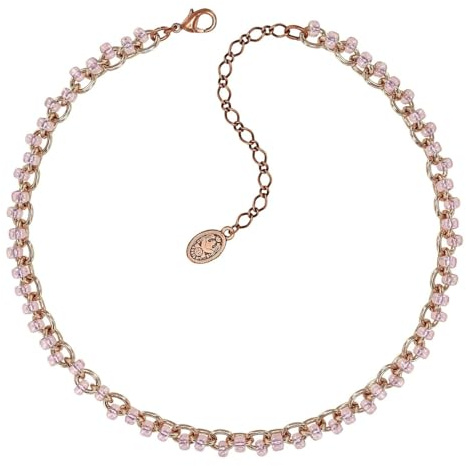 Konplott: Collier Beach Club, modernes Gliederkettencollier mit eingearbeiteten Glasperlen, für Damen/Frauen