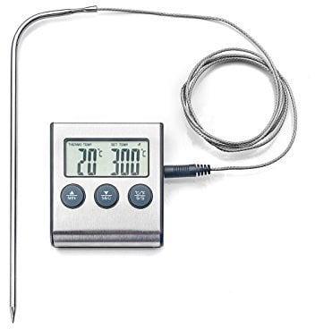 Ibili, Termómetro Digital Magnético con Sonda, sensor. Para aves, pescados, carnes, reposteria etc. Acero Inoxidable, color inox, plata.