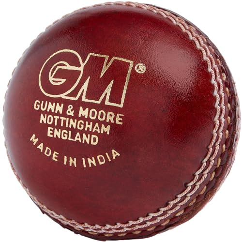 Gunn & Moore GM Cricket Ball, Catalyst Grade 2, Hand Stitched Waxed Leather 58-60 Seam Stitches, Junior & Senior Sizes, Red