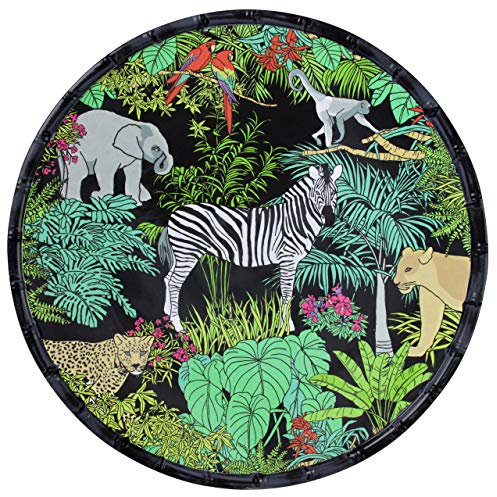 Les Jardins de la Comtesse - Plat de Service Rond Noir/Vert en Mélamine - Plat de Présentation du Service de Table Jungle - Collection Vaisselle MelARTmine - Ø 35,5 cm