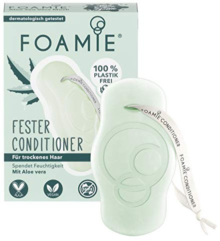 Foamie Fester Conditioner Trockenes Haar mit Aloe Vera, Spülung Haare für Intensive Feuchtigkeit, Haarpflege 100% vegan, plastikfrei, 80g