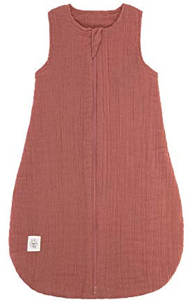LÄSSIG Baby Sommerschlafsack ohne Ärmel Muslin Baumwolle GOTS zertifiziert unisex/Muslin Sleeping Bag rosewood, Größe 62/68 2-6 Monate