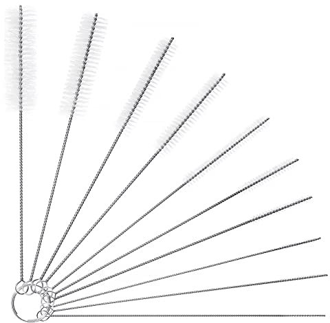 LEBEXY Reinigungsbürsten Flasche Flaschenbürste | Milchschlauchbürste | Nylon Schlauchbürste Set | Flaschen Reiniger für Reagenzgläser/Reinigen/Teekanne/Düse Trinken/Strohhalme, 10 Stück Weiß