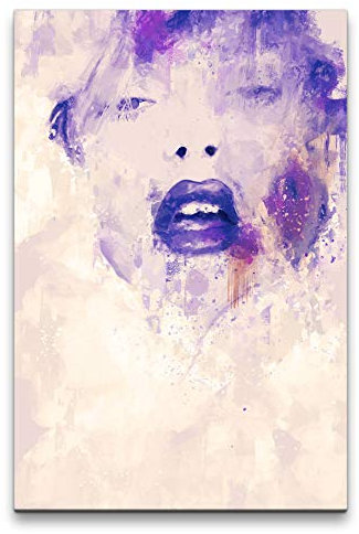 Suki Waterhouse Porträt Abstrakt Kunst Topmoder Lippen 60x90cm Leinwandbild
