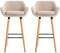 Tabourets de Bar Lot de 2 Grant en Tissu de Lin, Tabouret de Bar avec Dossier et Accoudoirs Pieds en Bois, Siège de Bar Confortable Chaises Hautes 64cm (2, Beige)