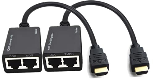 sartyee HDMI-Extender über Cat5e/6 (1 Paar), HDMI-zu-RJ45-Netzwerk-HDMI-Repeater, unterstützt 1080p bis zu 30 m, für HDTV, HDPC, PS4, STB
