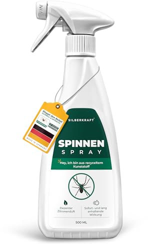 Silberkraft Spinnenspray 500 ml, Effektives Mittel gegen Spinnen in Haus, Wohnung & Garten, Langzeitwirkung bis zu 3 Monate, Alternative zu Spinnengift & Spinnenfallen