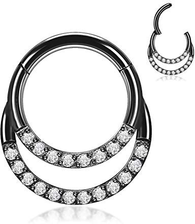 Daith Piercing Schmuck Chirurgenstahl 16G Septum Clicker Ring Septum Schmuck Balck Septum Nasenring Hoop Higned Segment Clicker Ring Conch Piercing Schmuck Knorpel Helix Rook Daith Ohrring 10mm