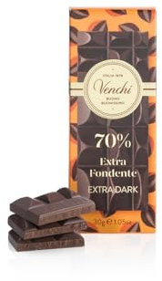 Venchi - Mini Tablette de Chocolat Extra Noir 70%, 30 g - Avec Mélanges de Cacao Sélectionnés - Sans Gluten - Végan