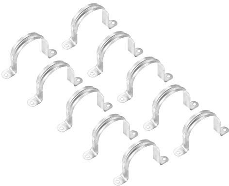 sourcing map Rigid Pipe Strap, 24pcs 3 Inch (75mm) Two Hole Strap U Bracket Zinc Plated Steel Tension Tube Clip Clamp for Pipe Fixing