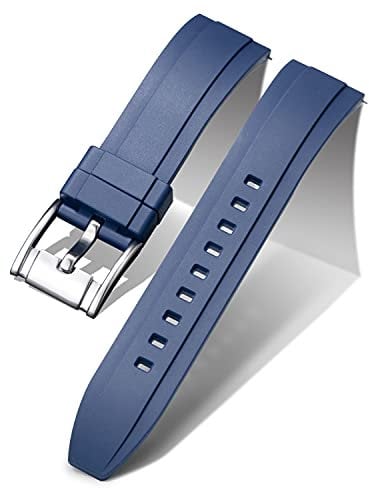 BINLUN Quick Release Silicone Watch Strap Replacement Rubber Watch Band 18mm 19mm 20mm 21mm 22mm 24mm Smartwatch Straps for Men and Women Waterproof Sport Watchbands (21mm, Blue)