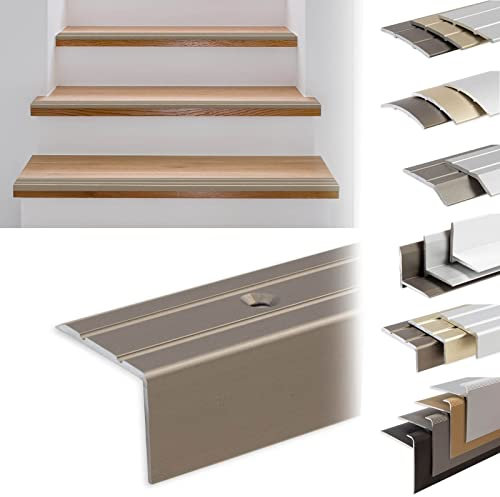 KARAT Stufenkantenprofile selbstklebend oder vorgebohrt mit Montagematerial - Treppenkantenprofile Winkelprofile (Winkelprofil, Edelstahl Matt, 1000x24,5x20 mm, Vorgebohrt)