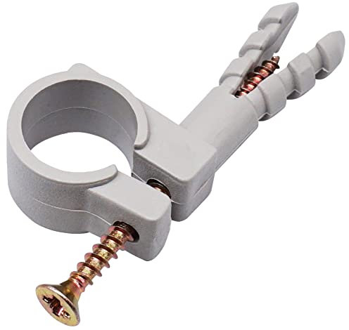 (20 pcs) Grey Plastic Clamps for 13-15 mm Pipes, Hose Hangers, Pipe Clips, Pipe Holders