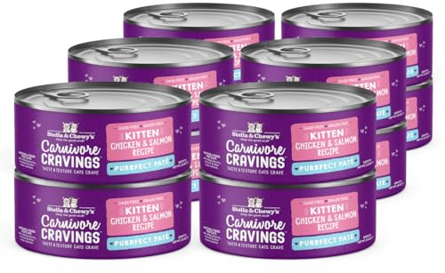 Stella & Chewy's Carnivore Cravings Purrfect Paté - Premium Grain-Free Wet Kitten Food - Chicken & Salmon Recipe - High Protein with Bone Broth - Perfect for Picky Kittens - 2.8oz Cans (12 Pack)