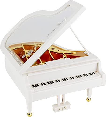 INHEMING Scatola Musicale per Pianoforte, Mini Carillon Pianoforte Bianco,Modello di Pianoforte Musicale in Miniatura