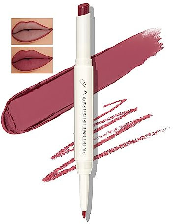 Boobeen Double-ended Lipstick Lip Liner Makeup Velvet Lipgloss Lipstick, Creamy Lip Pencil for Women Matte Long-lasting Matte Satin Finish, Nourishing and Non-fading