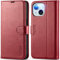 TUCCH Wallet Case for iPhone 15 (6.1) 2023, Magnetic Shockproof PU Leather Foldable Case with [RFID Blocking]Credit Card Slot, Stand Book TPU Flip Folio Phone Cover Compatible with iPhone15, Dark Red