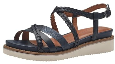 Tamaris Damen Plateau Sandalen Leder Sommer; NAVY/blau; 36 EU