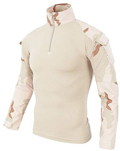 Duohropke Herren Tactical Shirt Combat Shirt Flecktarn Slim Fit Langarm Camouflage Shirt Paintball Airsoft Army Hemd Bundeswehr T-Shirt Militär Uniform