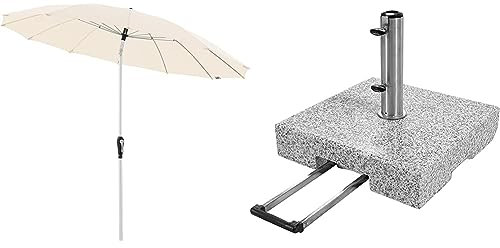 Doppler Sonnenschirm Aluminium Asia 250 Natur Granit-Sonnenschirmständer mit Ausziehgriff 72kg