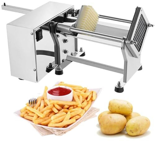 Coupe-Frites Électrique Professionnel, avec 7mm 10mm 14mm Lames Acier Inoxydable, Coupe Pommes de Terre Frites Automatique, Trancheuse de Légumes Commerciale