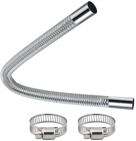 ALI2 Tubo di scarico per generatore, 50 cm, tubo di scarico aggiuntivo, in acciaio inox, silenziatore, tubo di scarico per auto con due fascette in acciaio inox per riscaldamento diesel