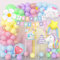 Einhorn Geburtstagsdeko Mädchen, Pastell Luftballons Einhorn Deko Kindergeburtstag mit Happy Birthday Banner, 3D Einhorn Luftballons, Geburtstag Tortendeko, Einhorn für Mädchen Party Deko