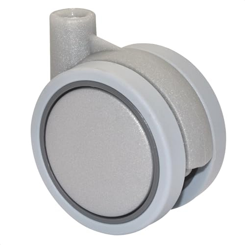 WAGNER Design Möbelrolle/Lenkrolle/Doppelrolle - soft - Durchmesser Ø 60 mm, Bauhöhe 70 mm, silber, Tragkraft 50 kg - Made in EU - 01002901