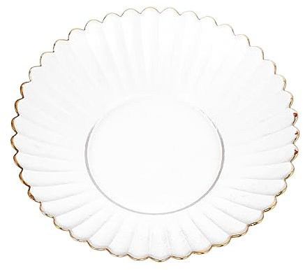 Ciieeo Bandeja Elegante de Vidrio para Servir con Detalles Dorados Bandeja de Cristal para Pastel para Suministros para Fiestas de Bodas