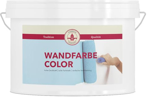 Bamberger Farbwerke Wandfarbe Color - matte Wandfarbe für den Innenbereich – hohe Deckkraft - viele Farbtöne (Schwarz, 10L)