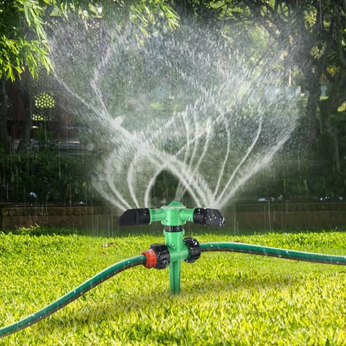 Hinastar Sprinkler für Hof, um 360 Grad drehbarer Rasensprinkler, Wassersprinkler für große Flächenabdeckung, Gartensprinkler für Kinder, einfache Installation und Bewässerung, Sprinklersystem für