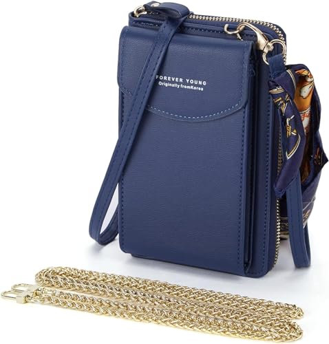 BISON SPIRIT Women's Crossbody Phone Bag Leather Multi-Function Phone Purse with Card Slots & Key Holder - Trendy Small Shoulder Bag for Everyday & Evening
