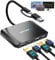 WAVLINK DisplayLink Adaptateur USB 3.0 ou USB C vers DisplayPort HDMI, Double hub de Moniteur 5K/4K @ 60 Hz 4 en 1 pour Dell HP Surface Lenovo, Compatible avec Windows et Mac-Noir