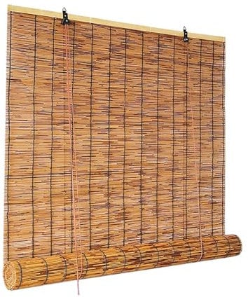 DISPRA UV Schutz Bambusrollo Outdoor Fenster Sonnenschutz Bambusraffrollo 60 70 80 90 100 110 120 130 140 150 160CM Retro Bambus Gardine für Veranda Terrasse Balkon Außenrollo Wasserfest