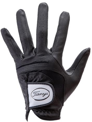 YaoFafa2178 Pack 1 Stück Herren-Golfhandschuhe Aus Lammfell für die Linke Hand mit Anti-Rutsch-Granulat, Weich, Atmungsaktiv, Verschleißfest, Herren-Golfhandschuh,Black,25(Length19cm)