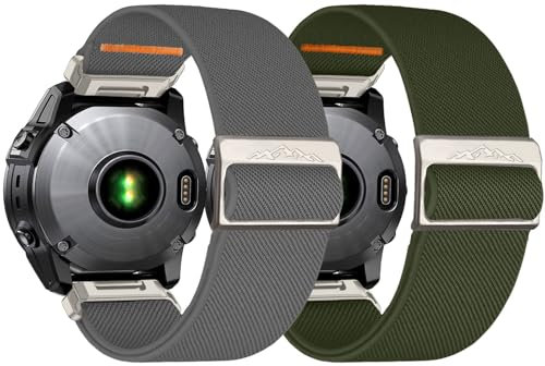 Chinbersky Cinturino in nylon da 22 mm per Garmin Feinx 6 Pro/6/7/7 Pro/5/5 Plus, fascia elastica per Forerunner 935/945/955/965/745, per Instinct/2/Approach S60/S70-47 mm, Descent G1/Epix 2/Epix Pro