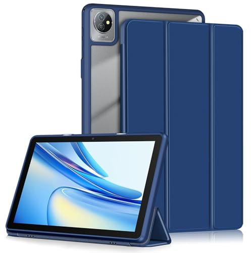 Yiernuo Funda para Blackview Tab 70 WiFi 10.1 Pulgadas Tablet,Folio Translúcido Carcasa con Soporte Función y Auto-Sueño/Estela,Azul Oscuro