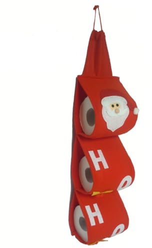 HOOTNEE Rollenpapierhalter Weihnachtsmann-Thema Weihnachts-seidenpapierspender Platzsparender Toilettenpapier-Organizer Wandhalterung Festliche Dekoration
